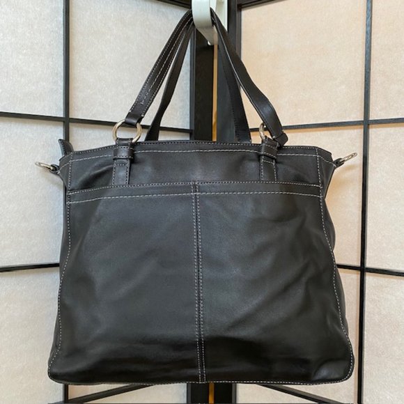 Coach Chelsea Black Leather Tote Crossbody Carryall Bag - Preowned - Picture 3 of 12